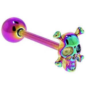 RAINBOW SKULL TONGUE RING